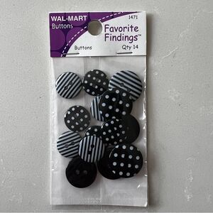 5/$20 Favorite Findings Black & White Dots & Stripes Buttons 14 Count